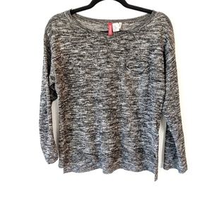H&M × Long Sleeve T-shirt in Salt & Pepper